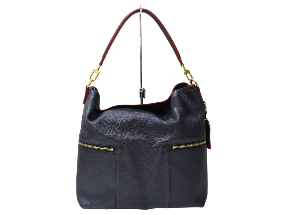 Louis Vuitton Monogram Empreinte Hobo Rouge Merry Handbag Leather Marine Blue